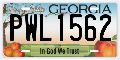 GA license plate PWL1562