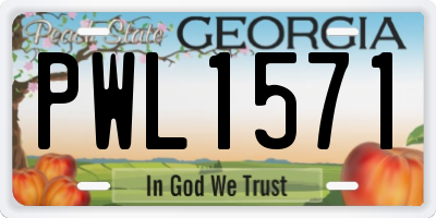 GA license plate PWL1571
