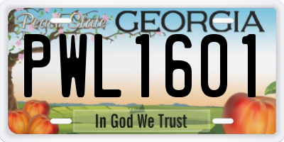 GA license plate PWL1601