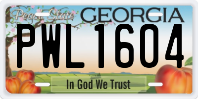 GA license plate PWL1604