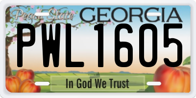 GA license plate PWL1605