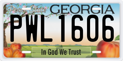 GA license plate PWL1606