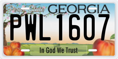 GA license plate PWL1607