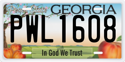 GA license plate PWL1608