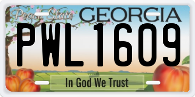 GA license plate PWL1609