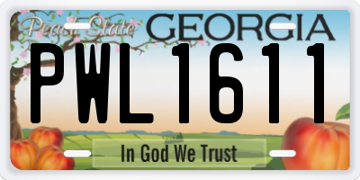 GA license plate PWL1611