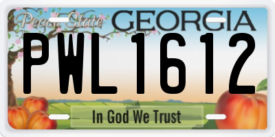 GA license plate PWL1612