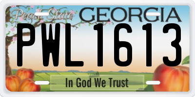 GA license plate PWL1613