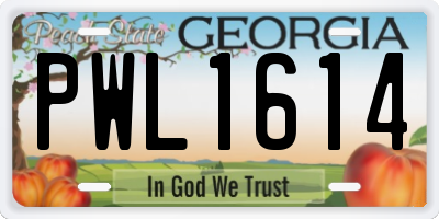 GA license plate PWL1614