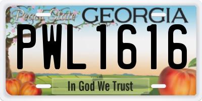 GA license plate PWL1616