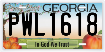 GA license plate PWL1618