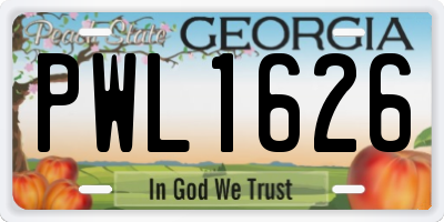 GA license plate PWL1626