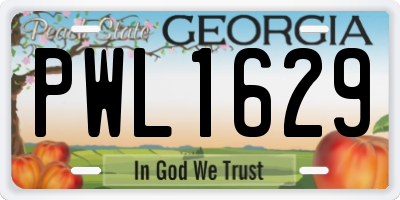 GA license plate PWL1629
