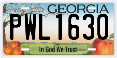 GA license plate PWL1630