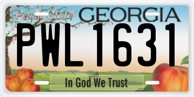 GA license plate PWL1631