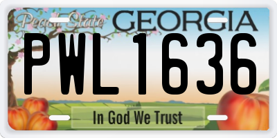GA license plate PWL1636