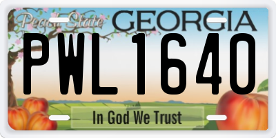 GA license plate PWL1640