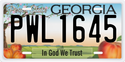 GA license plate PWL1645