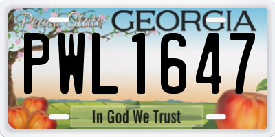 GA license plate PWL1647