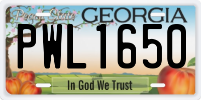 GA license plate PWL1650