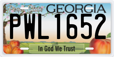 GA license plate PWL1652