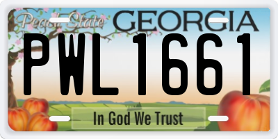 GA license plate PWL1661