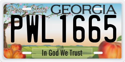 GA license plate PWL1665