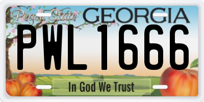 GA license plate PWL1666