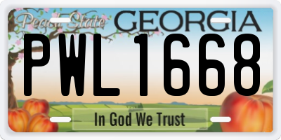 GA license plate PWL1668