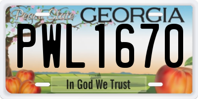GA license plate PWL1670