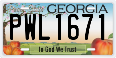 GA license plate PWL1671