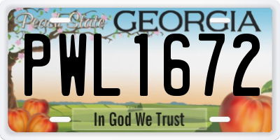 GA license plate PWL1672