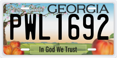 GA license plate PWL1692