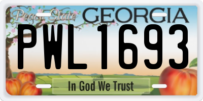 GA license plate PWL1693