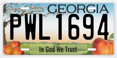 GA license plate PWL1694