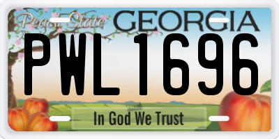 GA license plate PWL1696