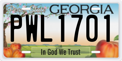 GA license plate PWL1701