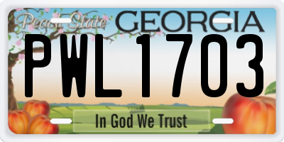 GA license plate PWL1703