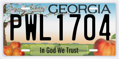 GA license plate PWL1704