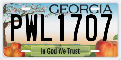GA license plate PWL1707