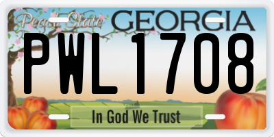 GA license plate PWL1708
