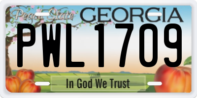 GA license plate PWL1709