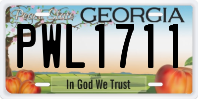 GA license plate PWL1711