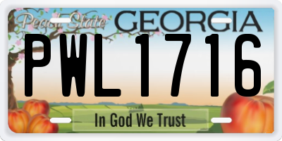 GA license plate PWL1716