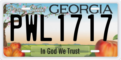 GA license plate PWL1717