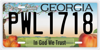 GA license plate PWL1718