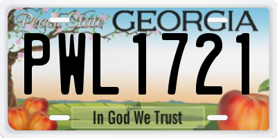 GA license plate PWL1721