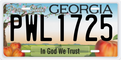 GA license plate PWL1725