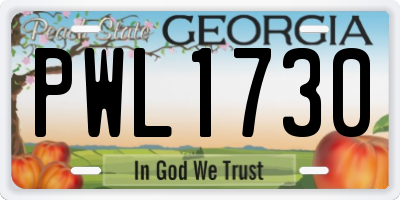 GA license plate PWL1730