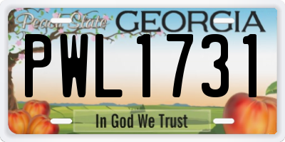 GA license plate PWL1731